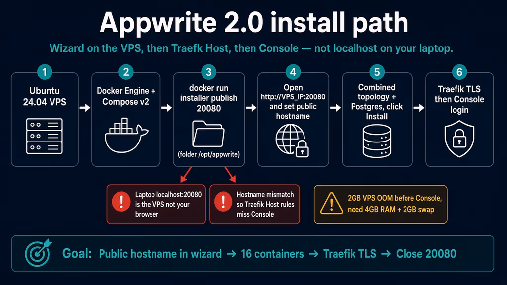  Appwrite 2.0 install path with the localhost:20080 trap