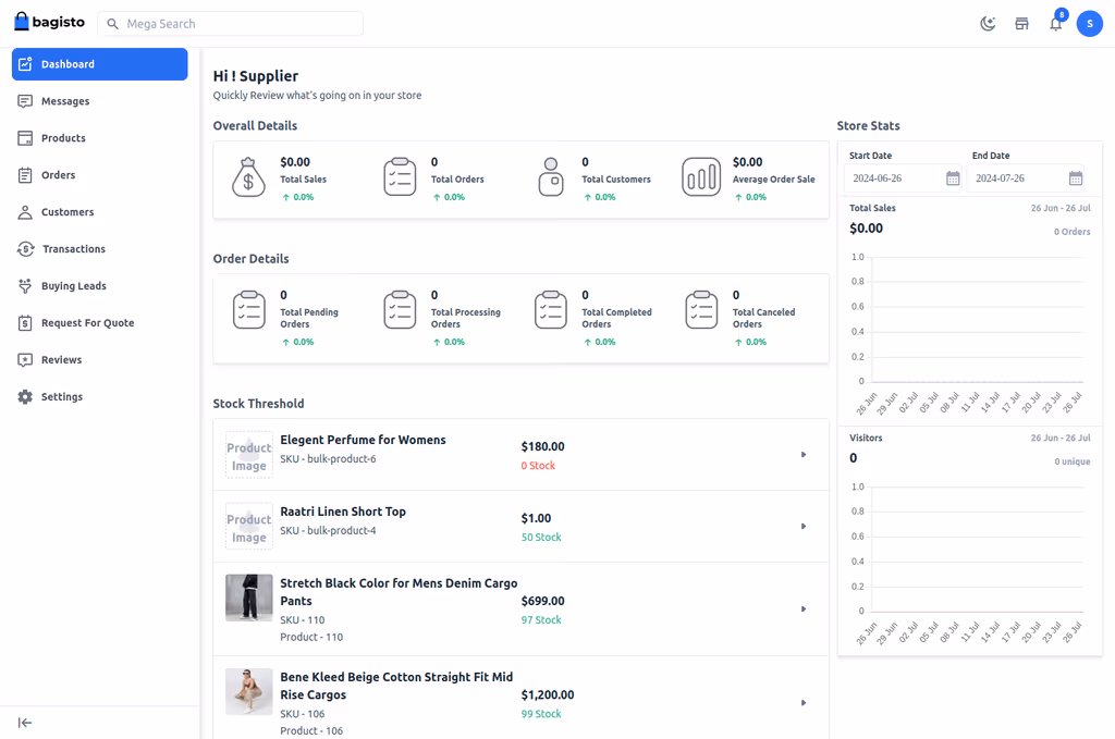 Bagisto Dashboard