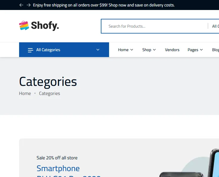 Shofy categories page