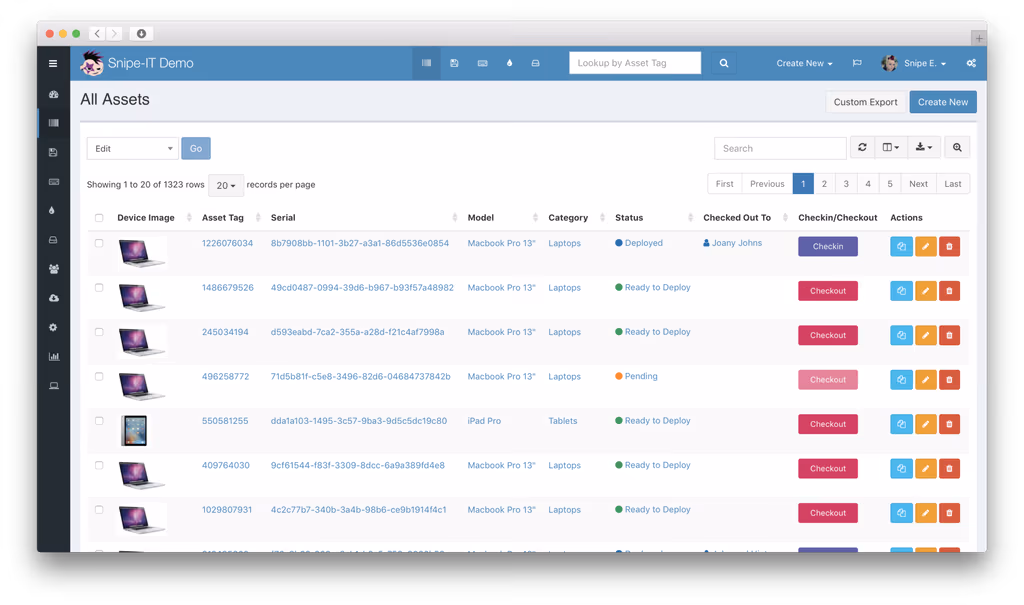  Snipe IT dashboard