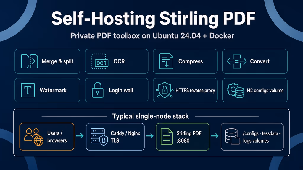 I self-hosted Stirling PDF on Ubuntu 24.04 — the tutorials left login off