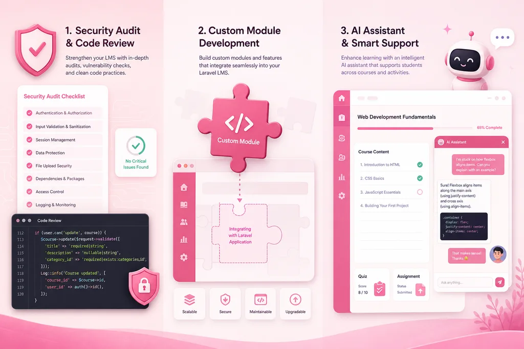 Audit, custom module, and AI integration on Teachify LMS