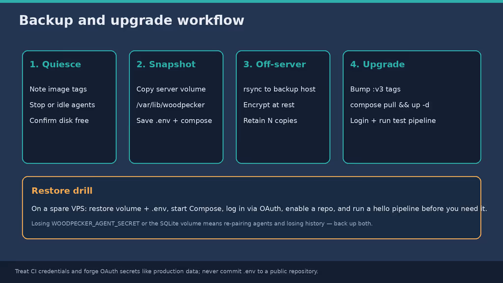  Woodpecker CI backup and upgrade workflow
