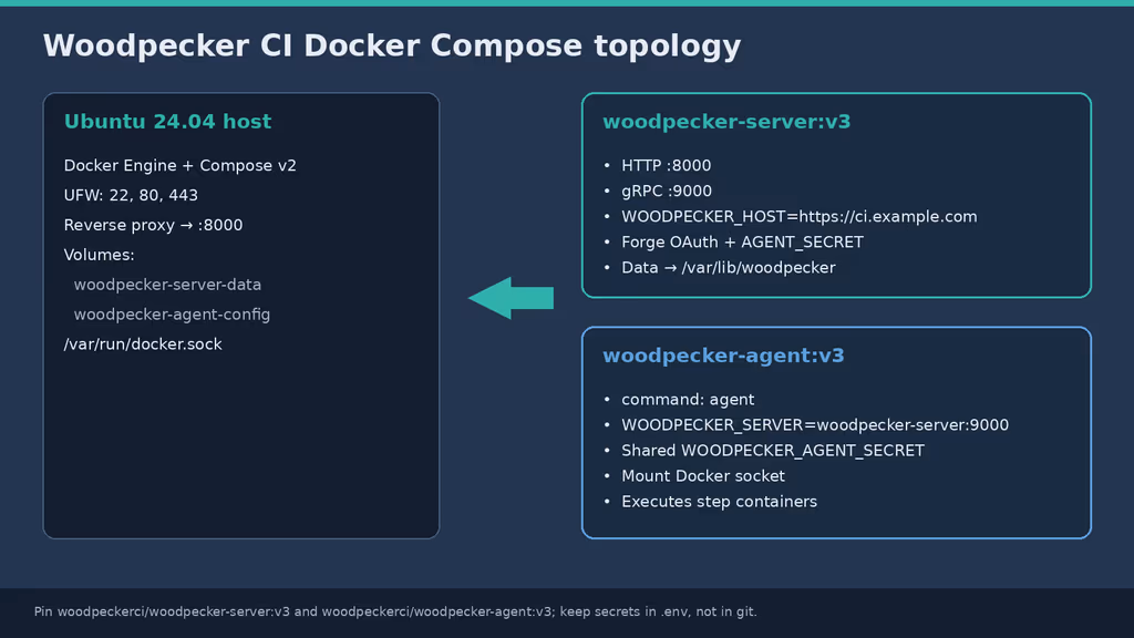  Woodpecker CI Docker Compose topology